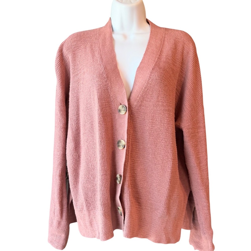 Madewell Button Front Cardigan Sweater Size Medium Dusty Rose Cotton Blend